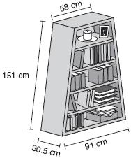 7) Mrs. Wong has a bookcase shaped like an isosceles trapezoid. The height of the bookcase is approximately 150 centimeters. The other dimensions are shown below.