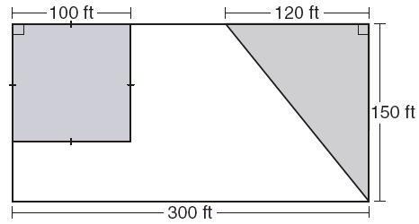 2004 Exit 43) What is the area of the unshaded part of the rectangle below?