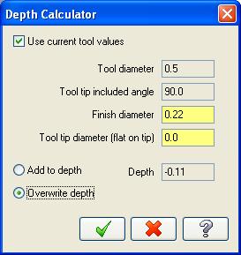 Change the settings below then pick the Depth calculator icon to the right of the Depth value box Change