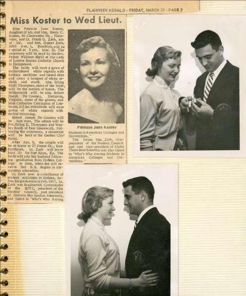 During March of 1957 Frank was married to his wife, Patricia
