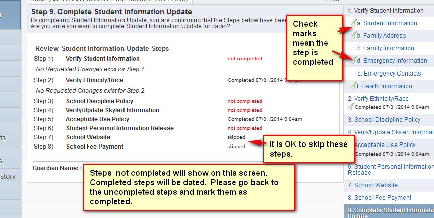HOW TO COMPLETE THE STUDENT INFORMATION UPDATE ALL