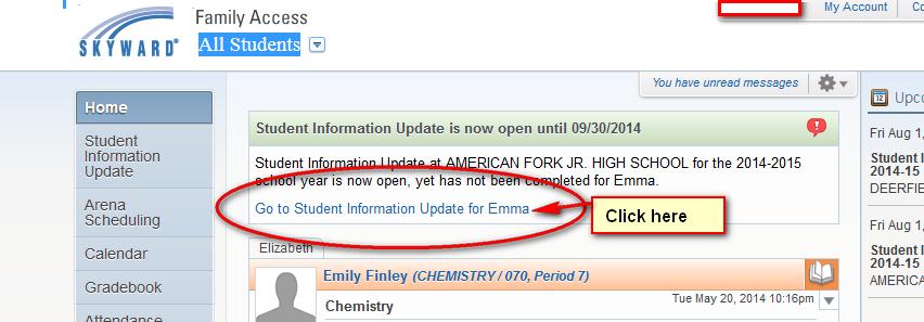 THE STUDENT INFORMATION UPDATE WILL BE AVAILABLE FOR YOU TO MAKE CHANGES UNTIL SEPTEMBER 30 TH.