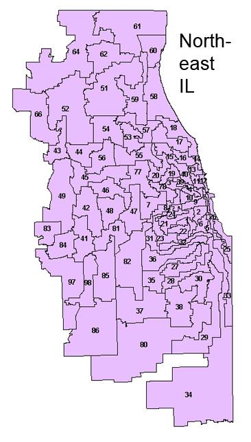 After the 2010 Census, the Illinois state house and senate districts were redrawn in 2011.