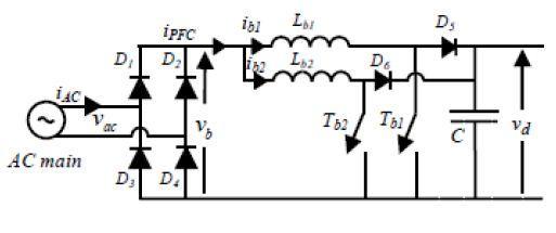 3.3.2 Single phase rectifier circuit with dual boost converter To avoid low dynamic response and power factor correction issue, two converters can be connected in Parallel to form the parallel PFC
