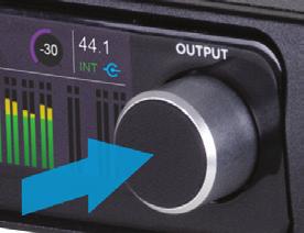 3. Press the Output knob to toggle the monitor output mute on and off. 3. Drag the speaker volume knob up or down to adjust the speaker volume level. 4.
