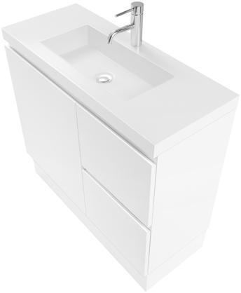 Inspire Series Vanities, Shaving Cabinets & Mirrors Function Function Vanity 600 / 750 / 900 Full Height White gloss polyurethane cabinet with 50mm polymarble top + integrated rectangular basin.