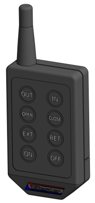 While it is flashing press the buttons on the front of the transmitter that you want to use. This enables the buttons for output. 3.