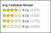 But then come my favorite Amazon search result filters: Yep, average star ratings and price points.