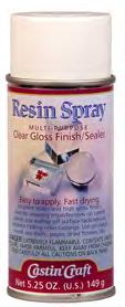 Castin Craft Resin Spray - is a fast drying, clear gloss finish/sealer. Ideal for fixing small blemishes in cured resin pieces.
