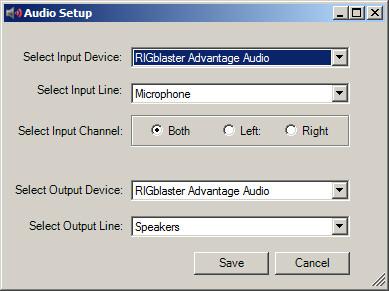 Configure Airlink Express To Use The RIGblaster Advantage Sound-device 1. Choose Setup from the main menu. 2. Choose Audio Setup from the popup menu. 3.