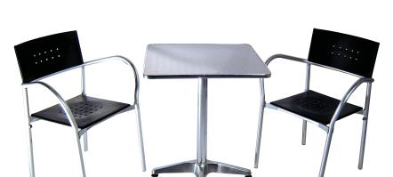Executive 3 Piece Package Features 2 Executive Leather Chairs with Round Blends Table.