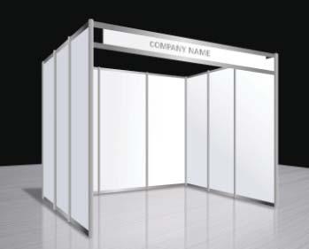 OCTANORM EXHIBITION BOOTHS 3.0m x 1.0m Deluxe Exhibition Booth Exhibition Booth featuring 3.0m Rear Wall,1.0m Side Walls and 2.4m high complete with Front Fascia featuring Company Name. 3.0m x 2.