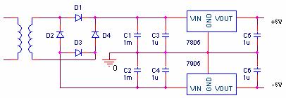 Integrated Circuits (IC egulators) 78 series provides positive output regulated voltages 79 series provides negative output regulated voltages Last two
