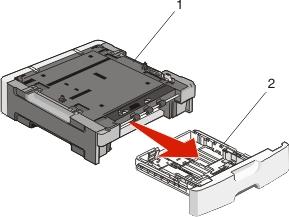 Configurarea suplimentară a imprimantei 21 ATENŢIE - PERICOL DE ELECTROCUTARE: Dacă după configurarea imprimantei instalaţi un sertar suplimentar, închideţi imprimanta şi decuplaţi cordonul de