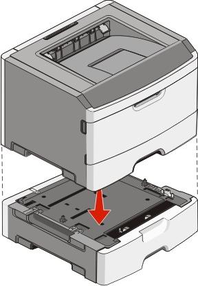 Configurarea suplimentară a imprimantei 22 6 Aliniaţi imprimanta cu sertarul şi coborâţi imprimanta în locaţia sa. Atașarea cablurilor 1 Conectaţi imprimanta la un computer sau la o reţea.