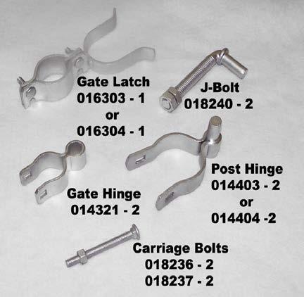 GATE HARDWARE (DOUBLE DRIVE & WALK GATE): WALK GATE SET Walk gate sets are a package of all necessary parts to install a single walk gate.