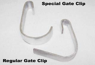 15 50 PRESSED STEEL GATE CLIP Gate clips are 12 gauge steel fittings used to attach gate fabric to the vertical sides of a gate frame.