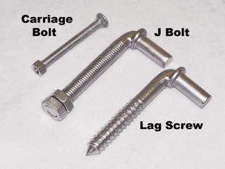 BOLTS Galvanized bolts used in all areas of fence construction. Also carry lags and J-bolts for hanging gates. Many different sizes of U-bolts also carried. 018233 5/16 X 1 1/4" Carriage Bolt 0.