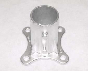 35 5 MALLEABLE FLOOR FLANGE One-piece base with open bottom with four-corner bolt flange.
