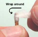 Cut to the desired length. Pull off some cotton from a cotton swab.