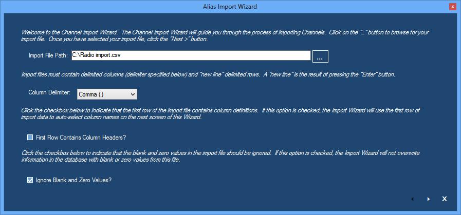 Using the Alias Import Wizard The Alias Import Wizard takes you step-by-step through the import process.