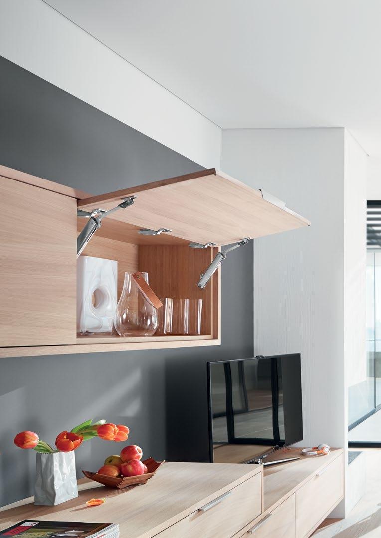 A wide range of applications in every living area The compact design of the AVENTOS HK-XS means that cabinets with small internal depths can be
