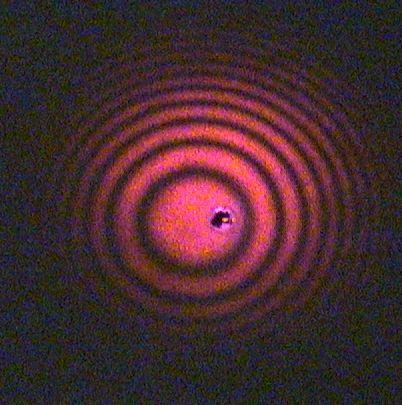 Fig. 2 Spherical-wave interference pattern Now let us try to observe interference patterns from two plane waves.