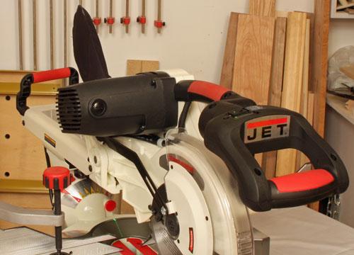 At 45-degree miter (left or right) and a 45-degree right bevel the JET 10 Sliding Dual Bevel Compound Miter Saw cuts material up to 1-3/8 -thick by 8 -wide.