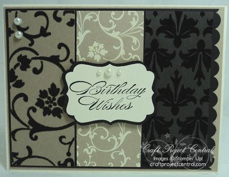 Attach Basic Pearl Jewels to the card front and Birthday Wishes piece.