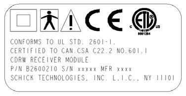 Antenna / Receiver Module Label Refer to the following figure for labels and / markings found on the Antenna / Receiver