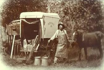 Photographers using the collodion, or wet-plate, process hauled their large cameras, tripods, and