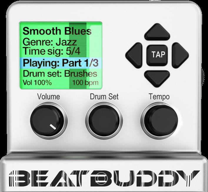 3. How to use the BeatBuddy 1. Beat Indicator: Shows where the beat is in the measure 2. Name of song 3.