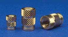 ULTRASONIC INSERTS STRAIGHT DESIGNED FOR USE IN THERMOPLASTICS STRAIGHT DESIGN PERMITS THINNER BOSS WALLS INSTALL ULTRASONICALLY OR WITH HEAT DRIVER SUPERIOR TORQUE/PULL OUT RESISTANCE FLUSH AND