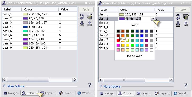 Use the pull-down control on the colour to select a new colour.