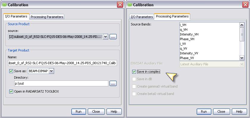 Calibration Dialog If you don t select any source bands, then the calibration operator will automatically select all real and imaginary (i, q) bands.