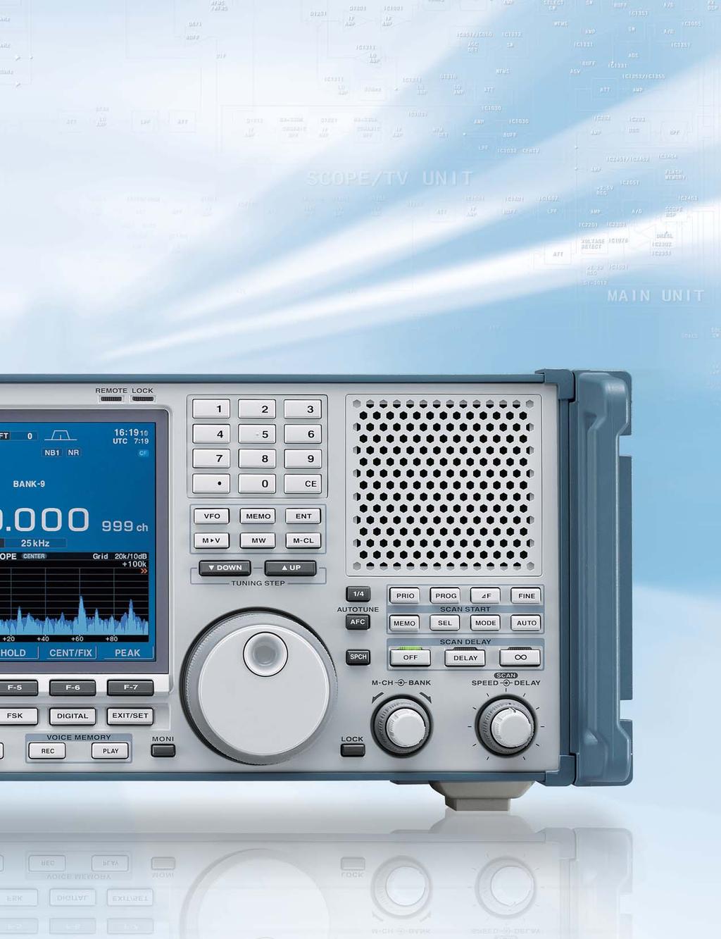 The IC-R95 is a high-end professional communications receiver for wideband monitoring, signal detection, spectrum analysis, recording received signals, and more. Main features.
