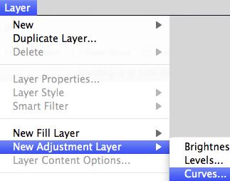 Adjust the contrast using Curves via an Adjustment Layer Create the Curves Adjustment Layer This is the dialog box for the Curve Adjustment Layer: Click on the Curve to