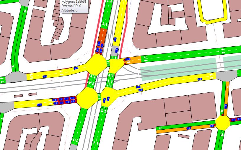 Figure 14: Colormap concentration of vehicles at given sections of the traffic network.