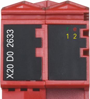 Product ID X20DO2633 X20cDO2633 Isolation voltage Terminal block - Bus Tested at 2300 VAC (Rev. <E0 1500 VAC) Tested at 1500 VAC Terminal block - 24 V Tested at 2300 VAC (Rev.