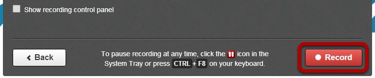 Once recording begins, you will need to press CTRL+F8 to stop the recording.