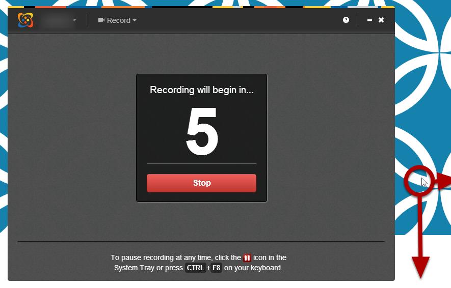 Pressing Record will give you a 5 second countdown.