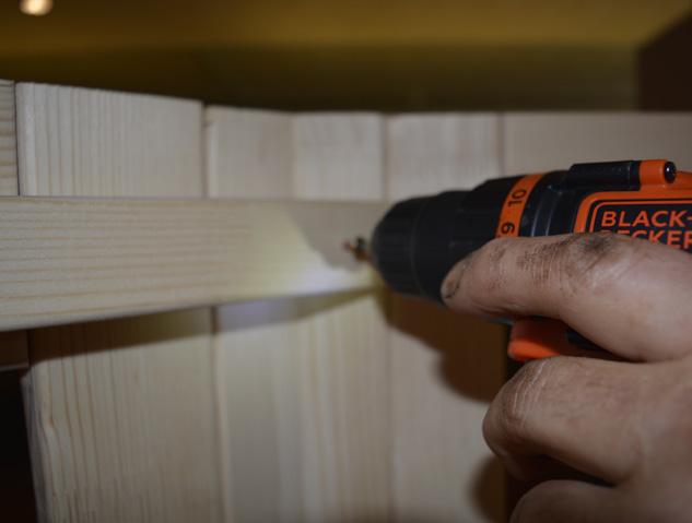 YOU WILL NEED TO USE A HAND SAW TO CUT THE RAILS TO SIZE, MAKING A 45 CUT ON TWO OF THE RAILS SUPPORTS.