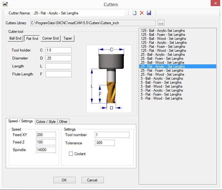 Step 2:Create and load a cutting tool. Click the Create Cutter button to create a new cutter and or load an existing cutter.