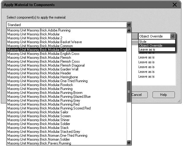 to Components dialog box (see Figure 3 50). 19. Select the Brick component, select Masonry.Unit Masonry.Brick.Modular.