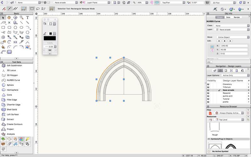 16. Select the arch, and go to Modify > Create Symbol. Name it Nave Quinto Arch.