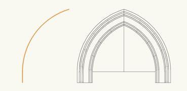 We will build a solid rectangular wall and then cut out space for the arches. 2.