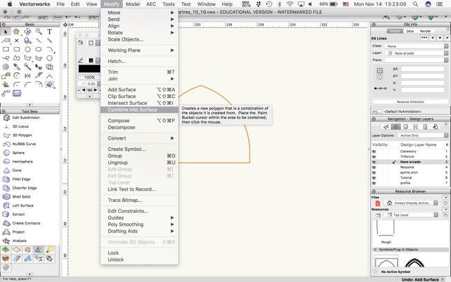 4. Select the Line tool from the Basic Tools palette, and draw a horizontal line to close the arch.