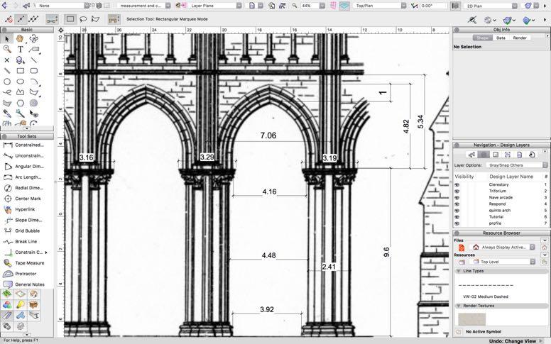 Tutorial: Digital Gothic AH C117B (Winter 2017) Step 1: Determining and Drawing the Arch 1. Create a new design layer, called Measurement. Import the reference image (file name: elevation.jpg).