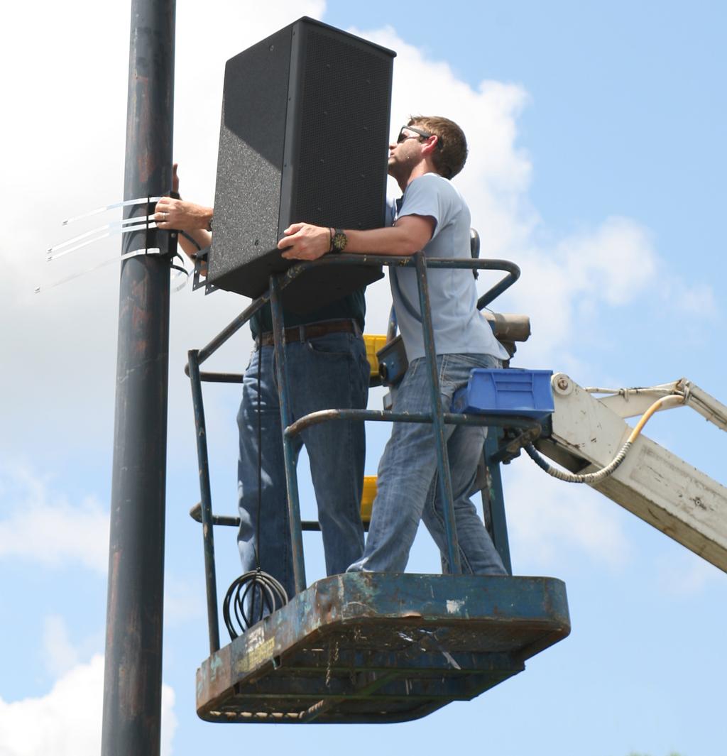 - Once the pole mount is in its desired vertical location, and the proper