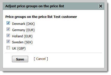 . Select a customer price list on the Price list drop-down list. Customer price lists are indented under default price lists.